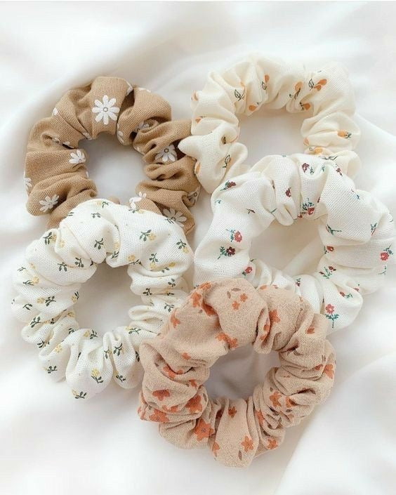 Bundle of 5 Cute Printed Scrunchies