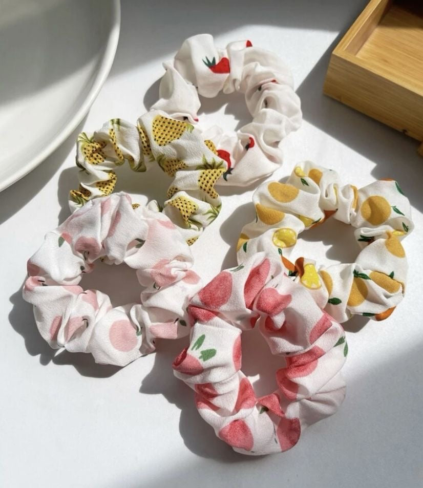 Bundle of 5 Cute Printed Scrunchies