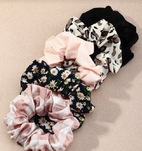Bundle of 5 Cute Printed Scrunchies