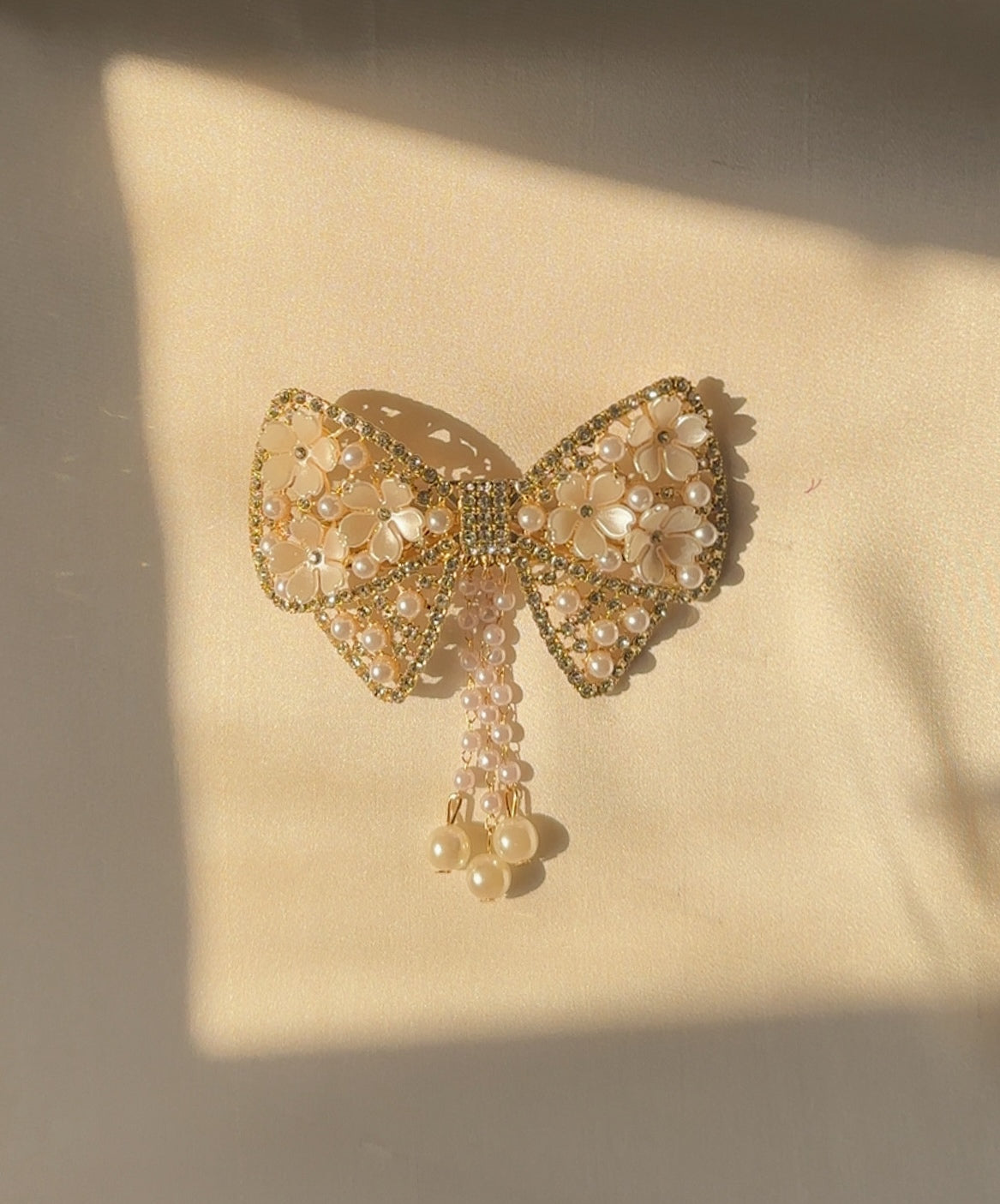 Fancy Bow Barrette with Rhinestones