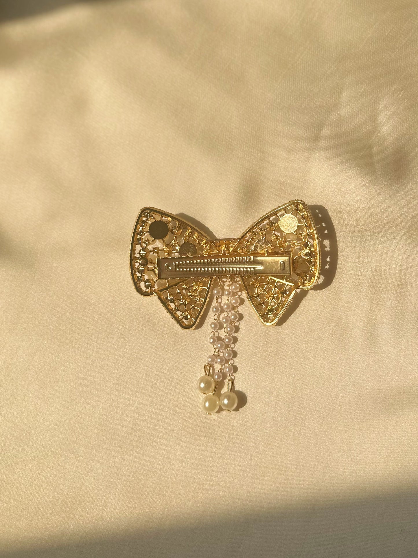 Fancy Bow Barrette with Rhinestones