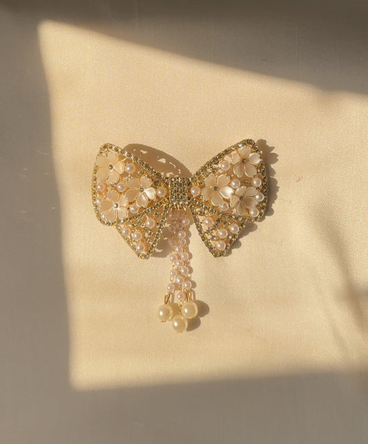 Fancy Bow Barrette with Rhinestones